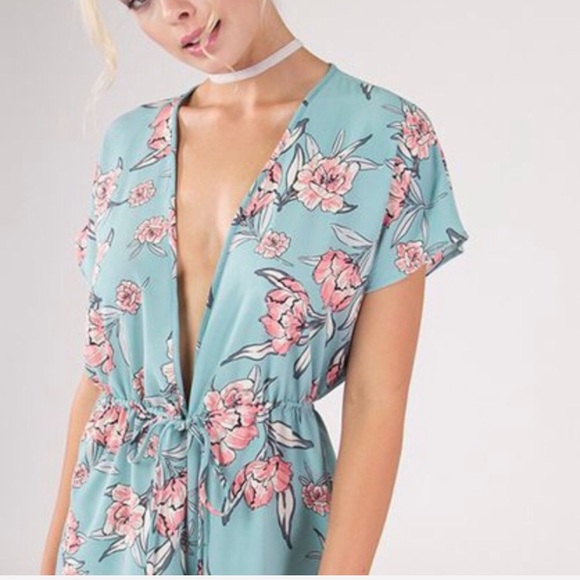 Blue Floral Romper Jumpsuit Playsuit - Picture 3 of 5